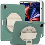 For iPad Pro 12.9 2022 / 2021 360 Degree Rotation PC + TPU Protective Tablet Case with Holder & Hand-strap(Jade Green)