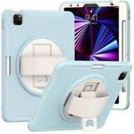 360 Rotation PC + TPU ablet Case with Holder & Strap For iPad Air 2020 / 2022 10.9 / Pro 11 2022 / 2021 / 2020 / 2018(Ice Blue)