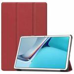 For Huawei MatePad 11 2021 Custer Texture Horizontal Flip Leather Case with Three-folding Holder & Sleep / Wake-up Function(Wine Red)