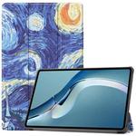 For Huawei MatePad Pro 12.6 2021 Custer Painted PU Leather Case with Sleep / Wake-up Function & 3-Fold Holder(Starry Sky)