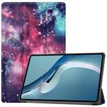 For Huawei MatePad Pro 12.6 2021 Custer Painted PU Leather Case with Sleep / Wake-up Function & 3-Fold Holder(Galaxy)