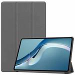 For Huawei MatePad Pro 12.6 2021 Custer Texture Horizontal Flip Leather Case with Three-folding Holder & Sleep / Wake-up Function(Grey)