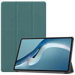 For Huawei MatePad Pro 12.6 2021 Custer Texture Horizontal Flip Leather Case with Three-folding Holder & Sleep / Wake-up Function(Dark Green)