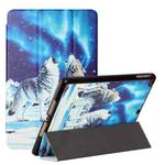 Silk Texture Colored Drawing Pattern Horizontal Flip Magnetic PU Leather Case with Three-folding Holder & Sleep / Wake-up Function For iPad 9.7 2018 / 2017 / Air / Air 2(Snow Wolf)