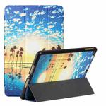 Silk Texture Colored Drawing Pattern Horizontal Flip Magnetic PU Leather Case with Three-folding Holder & Sleep / Wake-up Function For iPad 9.7 2018 / 2017 / Air / Air 2(Seaside Sunrise)