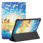 Silk Texture Colored Drawing Pattern Horizontal Flip Magnetic PU Leather Case with Three-folding Holder & Sleep / Wake-up Function For iPad Air 10.9 2020(Seaside Sunrise)