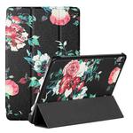 Silk Texture Colored Drawing Pattern Horizontal Flip Magnetic PU Leather Case with Three-folding Holder & Sleep / Wake-up Function For iPad Air 10.9 2020(Black Peony)
