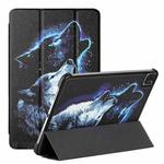 Silk Texture Colored Drawing Pattern Horizontal Flip Magnetic PU Leather Tablet Case with Three-folding Holder & Sleep / Wake-up Function For iPad Pro 11 2021 / 2020 / 2018(Starry Wolf)