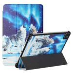Silk Texture Colored Drawing Pattern Horizontal Flip Magnetic PU Leather Tablet Case with Three-folding Holder & Sleep / Wake-up Function For iPad Pro 11 2021 / 2020 / 2018(Snow Wolf)