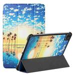 Silk Texture Colored Drawing Pattern Horizontal Flip Magnetic PU Leather Tablet Case with Three-folding Holder & Sleep / Wake-up Function For iPad Pro 11 2021 / 2020 / 2018(Seaside Sunrise)