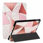 Silk Texture Colored Drawing Pattern Horizontal Flip Magnetic PU Leather Case with Three-folding Holder & Sleep / Wake-up Function For iPad 5 / 4 / 3 / 2 / 1(Marble Stitching Sand Pink)