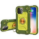 For iPhone 13 mini Shockproof Silicone + PC Protective Case with Dual-Ring Holder (Avocado)