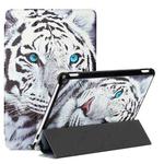 For Amazon Kindle Fire HD10 2021/HD10 Plus 2021 Silk Texture Colored Drawing Pattern Horizontal Flip Magnetic PU Leather Case with Three-folding Holder & Sleep / Wake-up Function(Tiger)