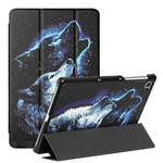 For Lenovo Tab M10 HD 2nd Gen TB-X306F/X306X Silk Texture Colored Drawing Pattern Horizontal Flip Magnetic PU Leather Case with Three-folding Holder & Sleep / Wake-up Function(Starry Wolf)