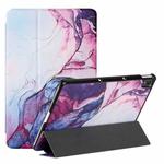 For Lenovo Tab P11 J606F / Lenovo Pad Silk Texture Colored Drawing Pattern Horizontal Flip Magnetic PU Leather Case with Three-folding Holder & Sleep / Wake-up Function(Marble Shiratama Purple)