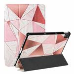 For Lenovo Tab P11 J606F / Lenovo Pad Silk Texture Colored Drawing Pattern Horizontal Flip Magnetic PU Leather Case with Three-folding Holder & Sleep / Wake-up Function(Marble Stitching Sand Pink)