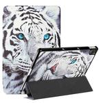 For Lenovo Tab P11 J606F / Lenovo Pad Silk Texture Colored Drawing Pattern Horizontal Flip Magnetic PU Leather Case with Three-folding Holder & Sleep / Wake-up Function(Tiger)