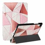 For Samsung Galaxy Tab A7 10.4 2020 T500/T505 Silk Texture Colored Drawing Pattern Horizontal Flip Magnetic PU Leather Case with Three-folding Holder & Sleep / Wake-up Function(Marble Stitching Sand Pink)