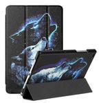 For Samsung Galaxy Tab A7 10.4 2020 T500/T505 Silk Texture Colored Drawing Pattern Horizontal Flip Magnetic PU Leather Case with Three-folding Holder & Sleep / Wake-up Function(Starry Wolf)