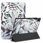 For Lenovo Tab P11 Pro 11.5 J706F / Pad Pro Silk Texture Colored Drawing Pattern Horizontal Flip Magnetic PU Leather Case with Three-folding Holder & Sleep / Wake-up Function(Tiger)