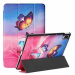 For Lenovo Tab P11 Pro 11.5 J706F / Pad Pro Silk Texture Colored Drawing Pattern Horizontal Flip Magnetic PU Leather Case with Three-folding Holder & Sleep / Wake-up Function(Galaxy Butterfly)