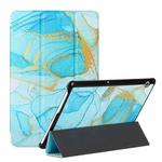 For Huawei MediaPad T5 10.1 / MediaPad M5 Silk Texture Colored Drawing Pattern Horizontal Flip Magnetic PU Leather Case with Three-folding Holder(Marble Sands Blue)