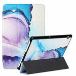 For Huawei MediaPad T5 10.1 / MediaPad M5 Silk Texture Colored Drawing Pattern Horizontal Flip Magnetic PU Leather Case with Three-folding Holder(Marble Shiratama Blue)