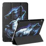 For Huawei MediaPad T5 10.1 / MediaPad M5 Silk Texture Colored Drawing Pattern Horizontal Flip Magnetic PU Leather Case with Three-folding Holder(Starry Wolf)