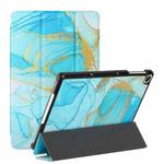 For Huawei Enjoy Tablet 2 / MatePad T 10S / T10 Silk Texture Colored Drawing Pattern Horizontal Flip Magnetic PU Leather Case with Three-folding Holder(Marble Sands Blue)