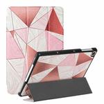 For Huawei Enjoy Tablet 2 / MatePad T 10S / T10 Silk Texture Colored Drawing Pattern Horizontal Flip Magnetic PU Leather Case with Three-folding Holder(Marble Stitching Sand Pink)