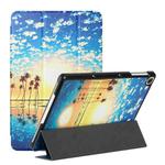 For Huawei Enjoy Tablet 2 / MatePad T 10S / T10 Silk Texture Colored Drawing Pattern Horizontal Flip Magnetic PU Leather Case with Three-folding Holder(Seaside Sunrise)