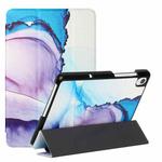 For Lenovo Tab M8 FHD TB 8705F/8705X/8505X Silk Texture Colored Drawing Pattern Horizontal Flip Magnetic PU Leather Case with Three-folding Holder(Marble Shiratama Blue)