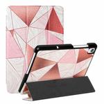 For Lenovo Tab M8 FHD TB 8705F/8705X/8505X Silk Texture Colored Drawing Pattern Horizontal Flip Magnetic PU Leather Case with Three-folding Holder(Marble Stitching Sand Pink)