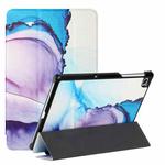 For Lenovo M10 Plus X606F 10.3 Silk Texture Colored Drawing Pattern Horizontal Flip Magnetic PU Leather Case with Three-folding Holder(Marble Shiratama Blue)
