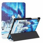 For Lenovo M10 Plus X606F 10.3 Silk Texture Colored Drawing Pattern Horizontal Flip Magnetic PU Leather Case with Three-folding Holder(Snow Wolf)