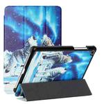 For Samsung Galaxy Tab A 8.0 2019 T290/T295/T297 Silk Texture Colored Drawing Pattern Horizontal Flip Magnetic PU Leather Case with Three-folding Holder(Snow Wolf)