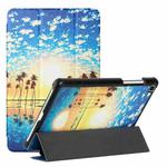 For Samsung Galaxy Tab A 8.0 2019 T290/T295/T297 Silk Texture Colored Drawing Pattern Horizontal Flip Magnetic PU Leather Case with Three-folding Holder(Seaside Sunrise)