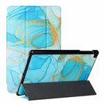 For Samsung Galaxy Tab A 10.1 2019 T510 Silk Texture Colored Drawing Pattern Horizontal Flip Magnetic PU Leather Case with Three-folding Holder(Marble Sands Blue)
