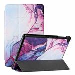 For Samsung Galaxy Tab A 10.1 2019 T510 Silk Texture Colored Drawing Pattern Horizontal Flip Magnetic PU Leather Case with Three-folding Holder(Marble Shiratama Purple)