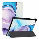 For Samsung Galaxy Tab A 10.1 2019 T510 Silk Texture Colored Drawing Pattern Horizontal Flip Magnetic PU Leather Case with Three-folding Holder(Marble Shiratama Blue)