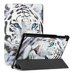 For Samsung Galaxy Tab A 10.1 2019 T510 Silk Texture Colored Drawing Pattern Horizontal Flip Magnetic PU Leather Case with Three-folding Holder(Tiger)