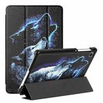 For Samsung Galaxy Tab A7 Lite 8.7 T220/T225 Silk Texture Colored Drawing Pattern Horizontal Flip Magnetic PU Leather Case with Three-folding Holder(Starry Wolf)
