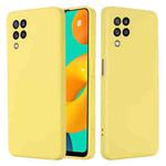 For Samsung Galaxy M32 4G Indian Version Solid Color Liquid Silicone Dropproof Full Coverage Protective Case(Yellow)