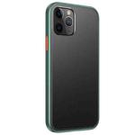 For iPhone 12 / 12 Pro Skin Feel Frosted PC + TPU Shockproof Case with Color Button(Dark Green)
