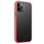 For iPhone 12 / 12 Pro Skin Feel Frosted PC + TPU Shockproof Case with Color Button(Red)