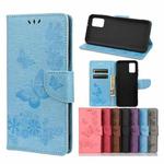 For Samsung Galaxy A03s 164mm Vintage Embossed Floral Butterfly Pattern Horizontal Flip Leather Case with Card Slot & Holder & Wallet & Lanyard(Blue)