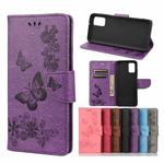 For Samsung Galaxy A03s 164mm Vintage Embossed Floral Butterfly Pattern Horizontal Flip Leather Case with Card Slot & Holder & Wallet & Lanyard(Purple)