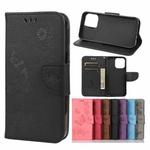 For iPhone 13 Pro Vintage Embossed Floral Butterfly Pattern Horizontal Flip Leather Case with Card Slot & Holder & Wallet & Lanyard (Black)