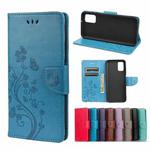 For Samsung Galaxy A03s 164mm Butterfly Flower Pattern Horizontal Flip Leather Case with Holder & Card Slots & Wallet(Blue)
