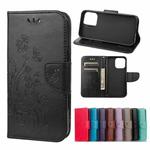For iPhone 13 mini Butterfly Flower Pattern Horizontal Flip Leather Case with Holder & Card Slots & Wallet (Black)